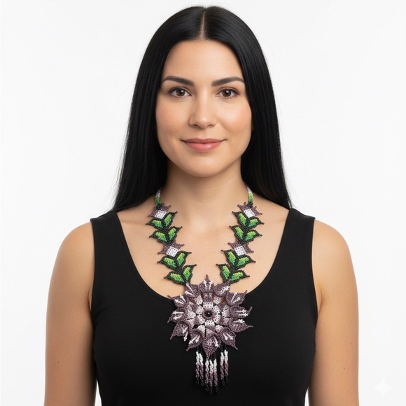 Hand Crafted Jewelry - Handcrafted Beaded Floral Necklace